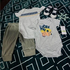 Lucky Brand Gray Onesie Set with Black Shoes